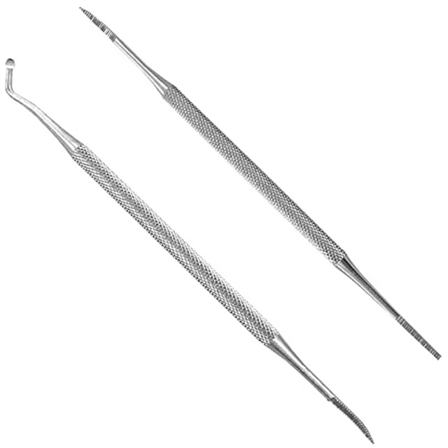 爪垢取り 巻き爪 やすり 巻き爪専用 ゾンデ ステンレス製 防錆に強くて 滑り止めて消毒が簡単です 甘皮カッター 巻き爪/厚い爪 /足 爪ケア ネイルケア カーブ ストレート ダブルヘッド 爪やすり 2点セット