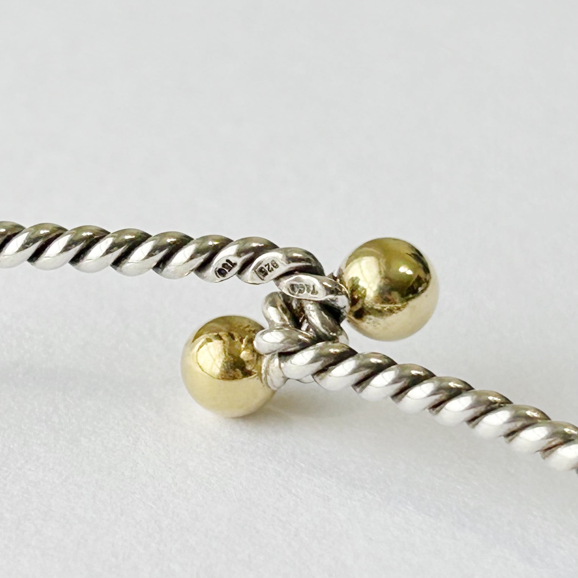 TB8055】Tiffany&Co. twist wire bangle/silver925,K18/ティファニー