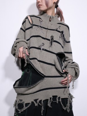 REMAKE / zipper custom border bolo knit