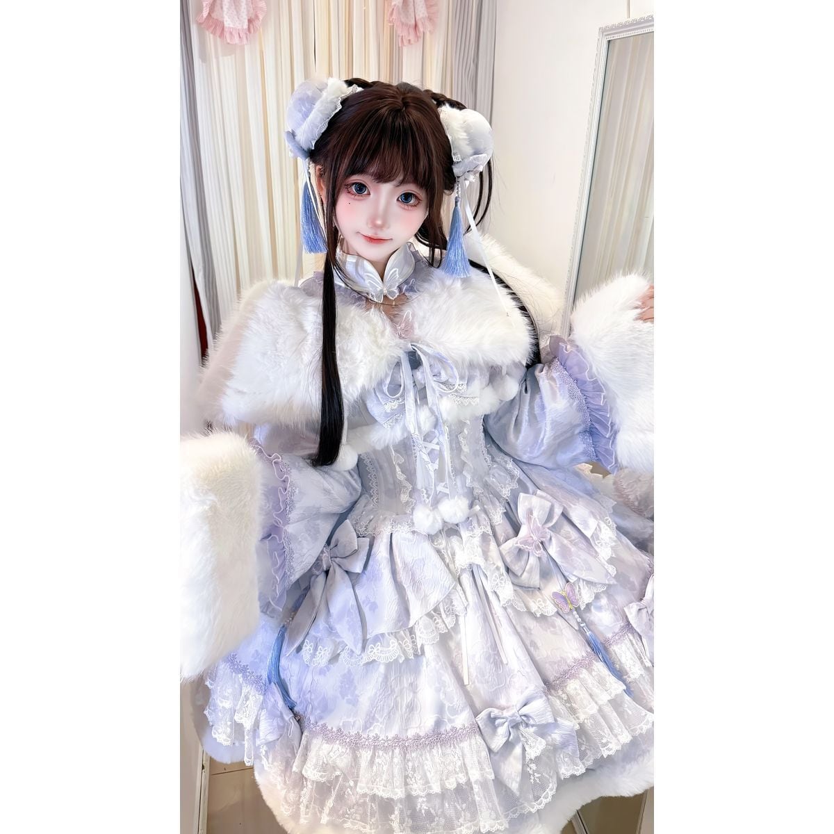 【シュガーガール】ドリームプロローグ ロリィタドレスセットアップ シロ チャイナファトリムロリィタドレスセットアップ：フルセット