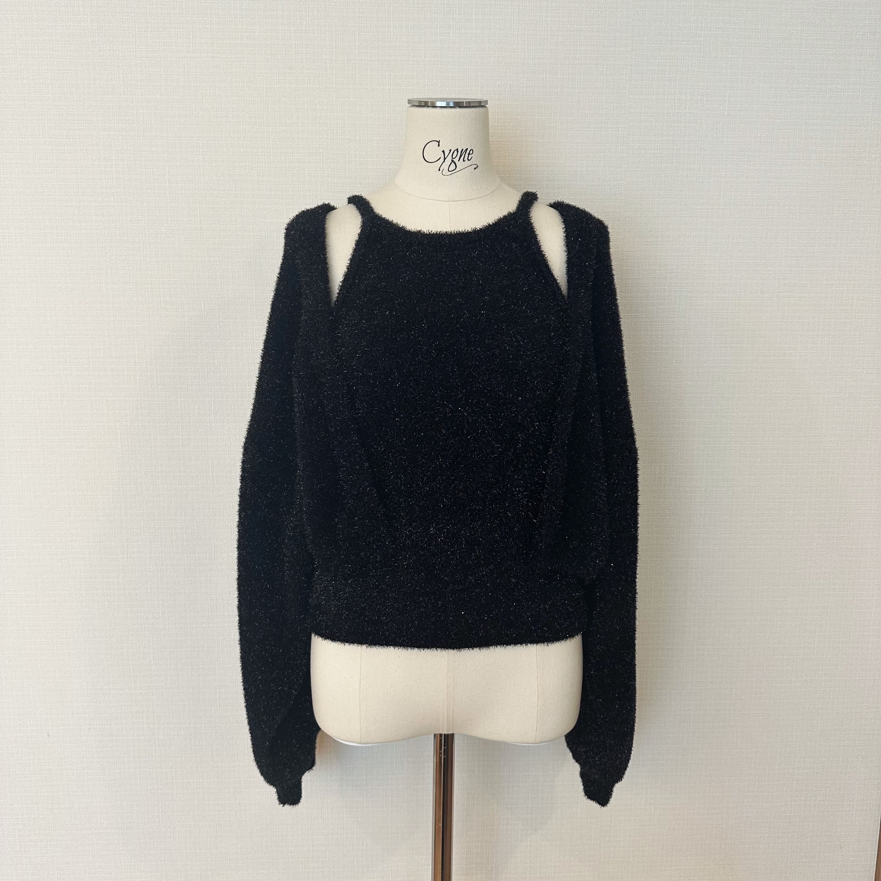 ラメニットカーディガン Fran ブラック | Cygne 