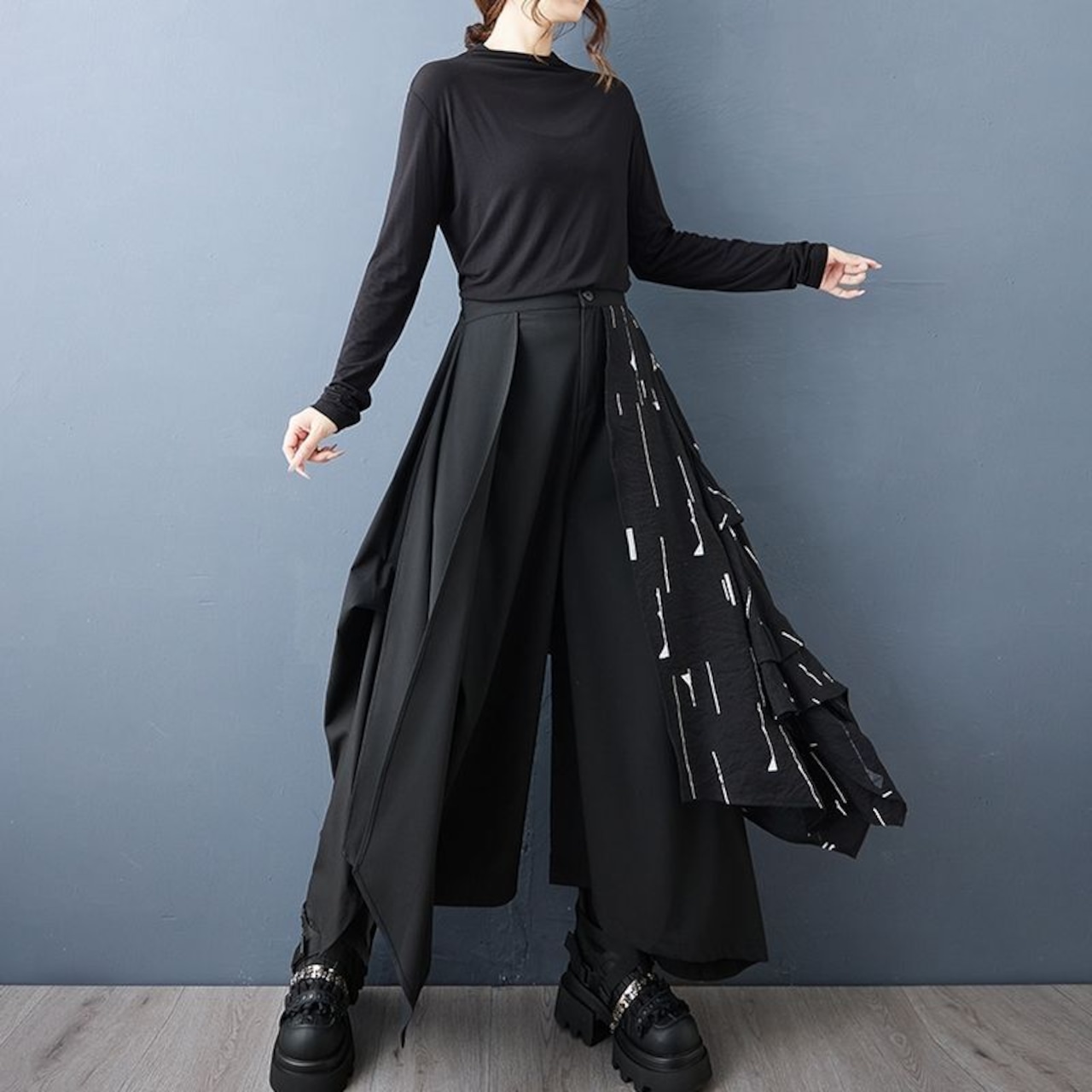 アシンメトリー レイヤード パンツ 00243