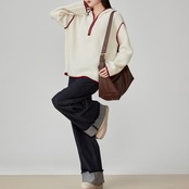 フード付きブークレニットプルオーバー H0047