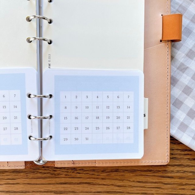 【はんぶんこリフィル/下半分用】バイブルサイズ/カレンダー型トラッカー