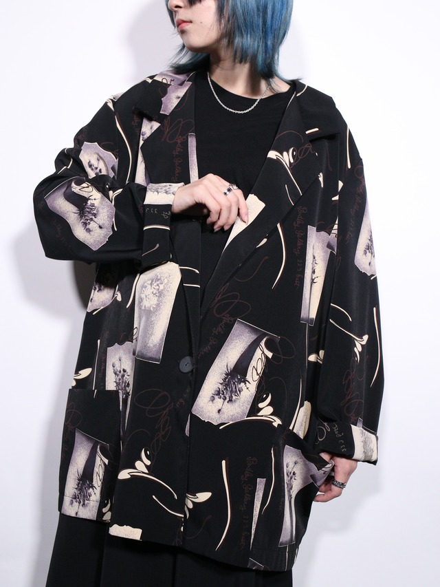 flower mode art full pattern easy tailored jacket