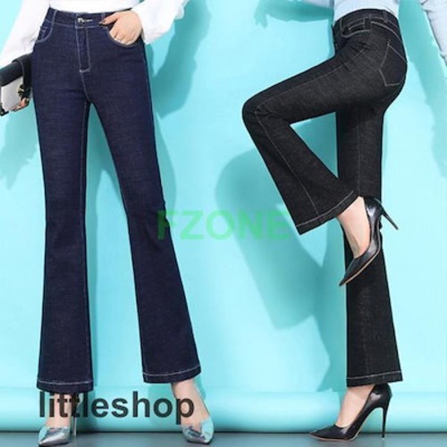 デニムパンツ レディース ストレッチ フレアパンツ ハイウエスト ジーンズ カットオフ 九分丈 ストレッチ オフィス 普段着 通勤 OL