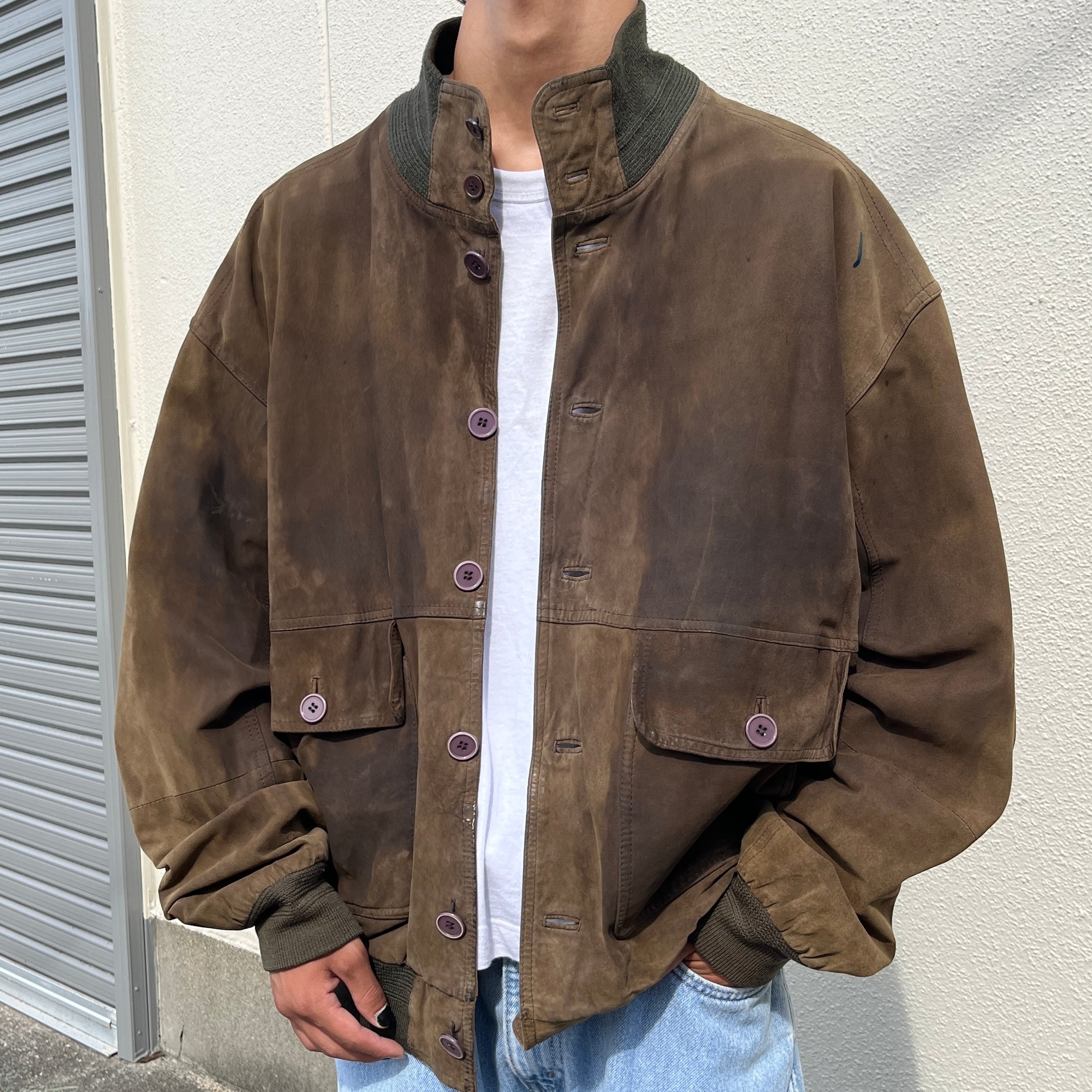 レザージャケット ボタンアップ フラップポケット アウター 古着