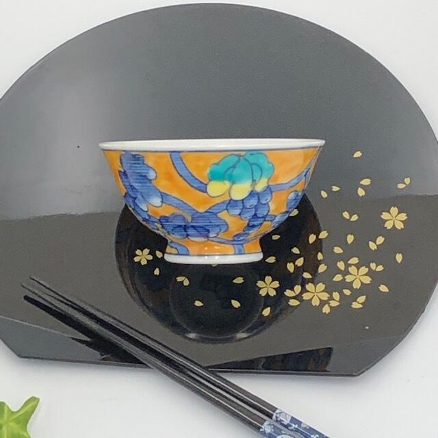 2211  有田焼 芳祥堂特製　葡萄瑠璃　蓋茶碗　5客 Amazon | 有田焼 深川製磁 蓋付き湯呑み茶碗 瑠璃染錦葡萄柄 5客