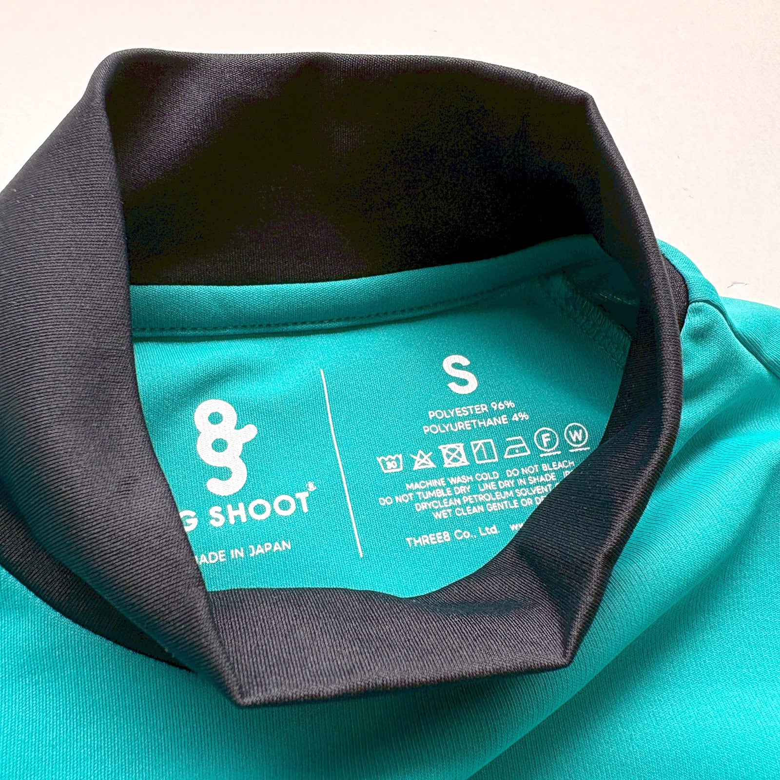 8G SHOOT モックネックシャツ TURQUOISE/BLACK L WOMEN'S】LOGO PRINT MOCK NECK SHIRT -GRAY / OFF WHITE- | 8G SHOOT