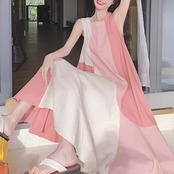 Pink Patchwork Maxi Dress 5073