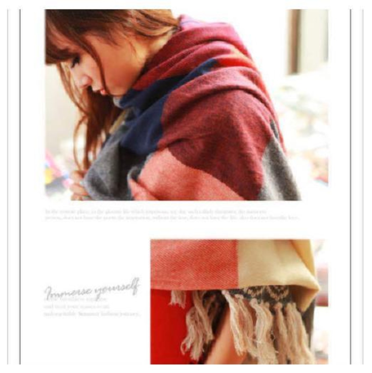 チェック柄 大判ストール マフラー かわいい 赤 青 | 幸せのブーケ 