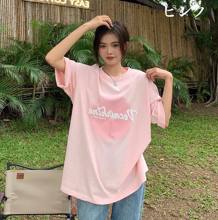 Tシャツ 半袖Tシャツ トップス レディース 半袖 ラウンドネック プル