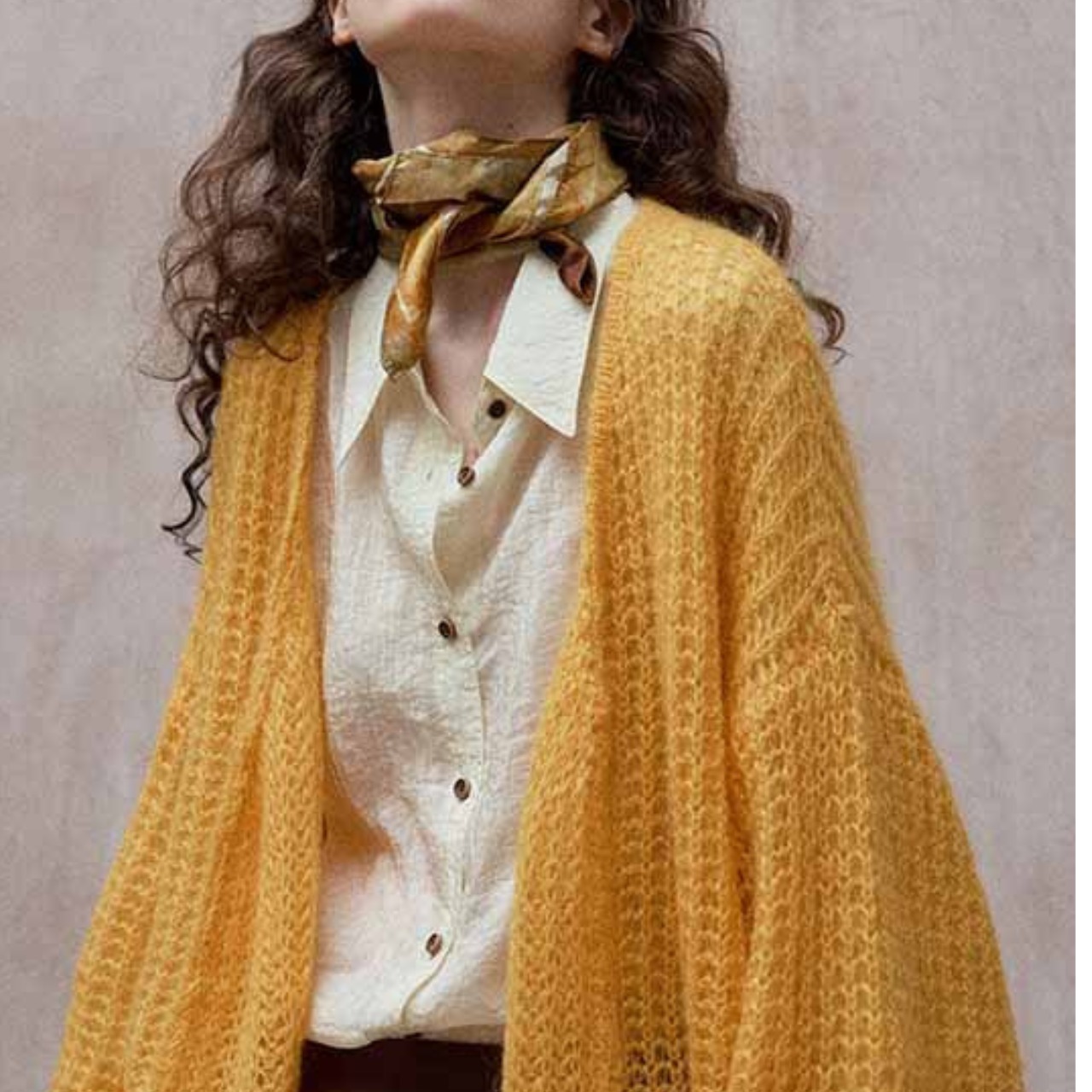 Balloon Sleeve V-Neck Oversized Knit Cardigan  T6152