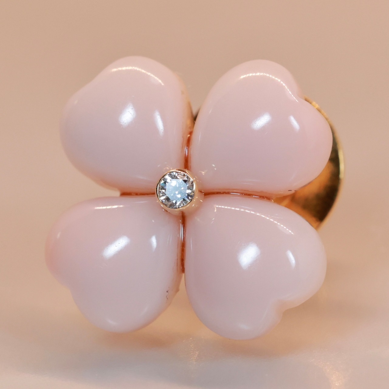 K18 珊瑚 ダイヤモンド ブローチ 兼用 ペンダントトップ 桃色珊瑚  