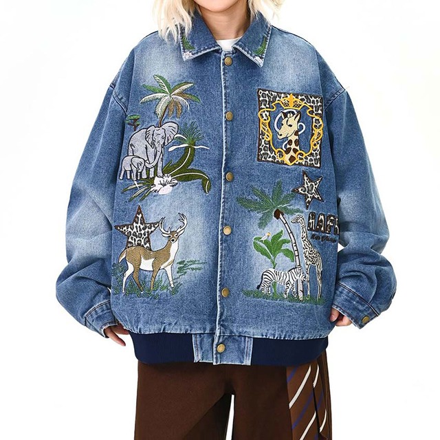 サファリエンブロイダリーデニムブルゾン   R01542