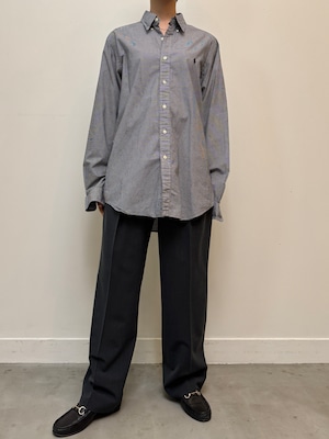 BL13-5 USED Ralph Lauren CHECK SHIRT "LG" -BLACK-