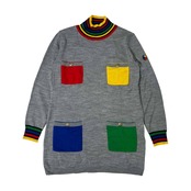 CASTELBAJAC カステルバジャック カラフル デザイン ポケット 長袖 ニット セーター 1/グレー レディース