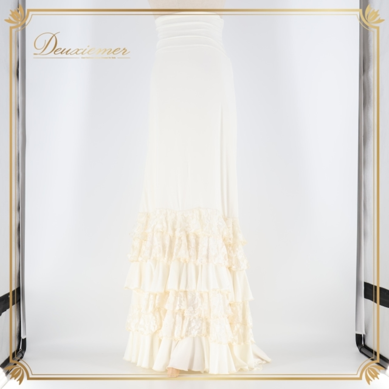 フラメンコ 衣装 ファルダ スカート 白 フリル レース ハイウエスト スペイン製 無地 伸縮 soraya clavijo flamenco ソラジャクラビホ ストレッチ ホワイト系 レッスン 練習着 レディース ダンスウェア 女性用 フェミニン