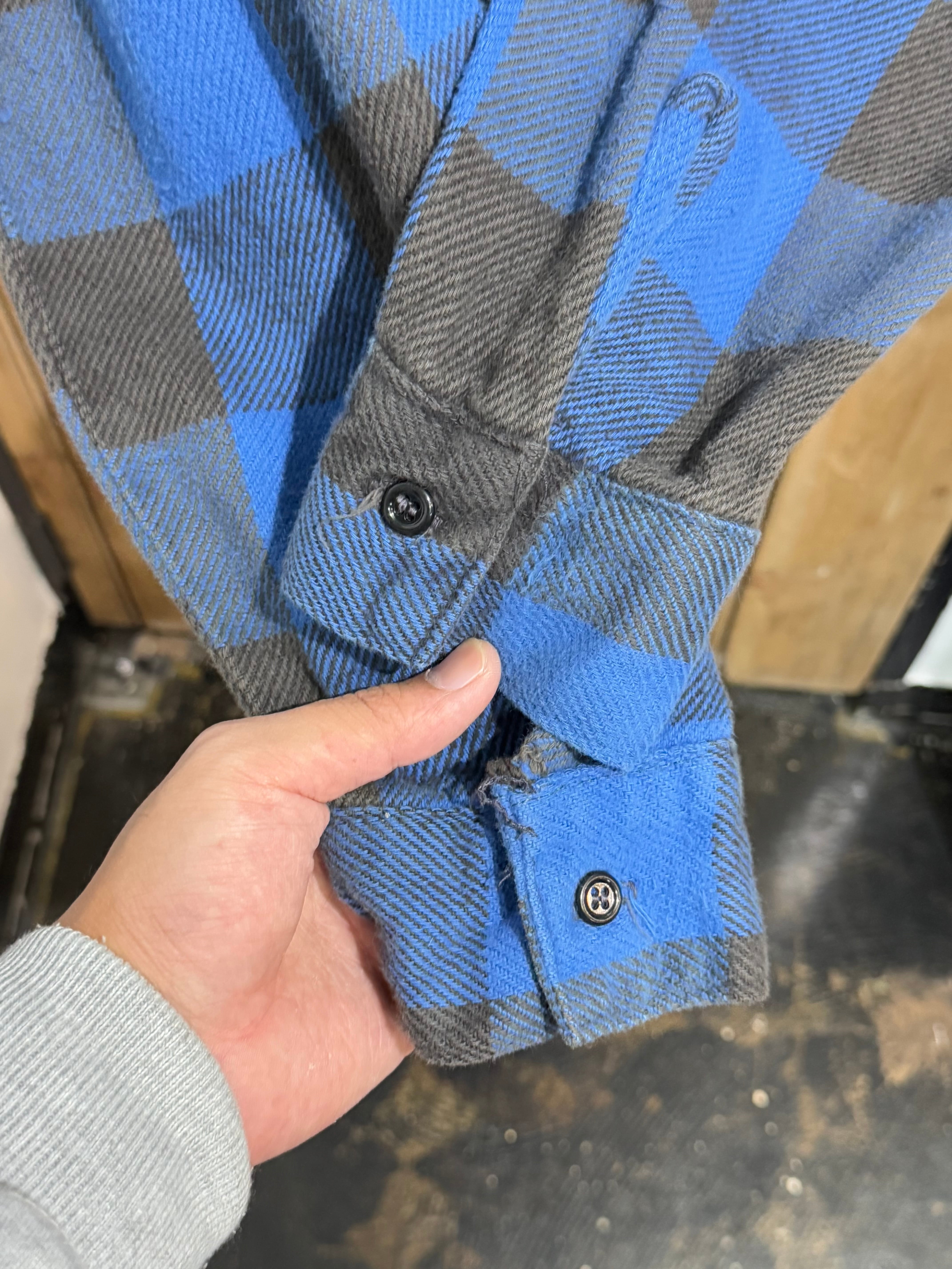 80s BIG MIKE Block Check Pattern Heavy Flannel Shirt Made in USA