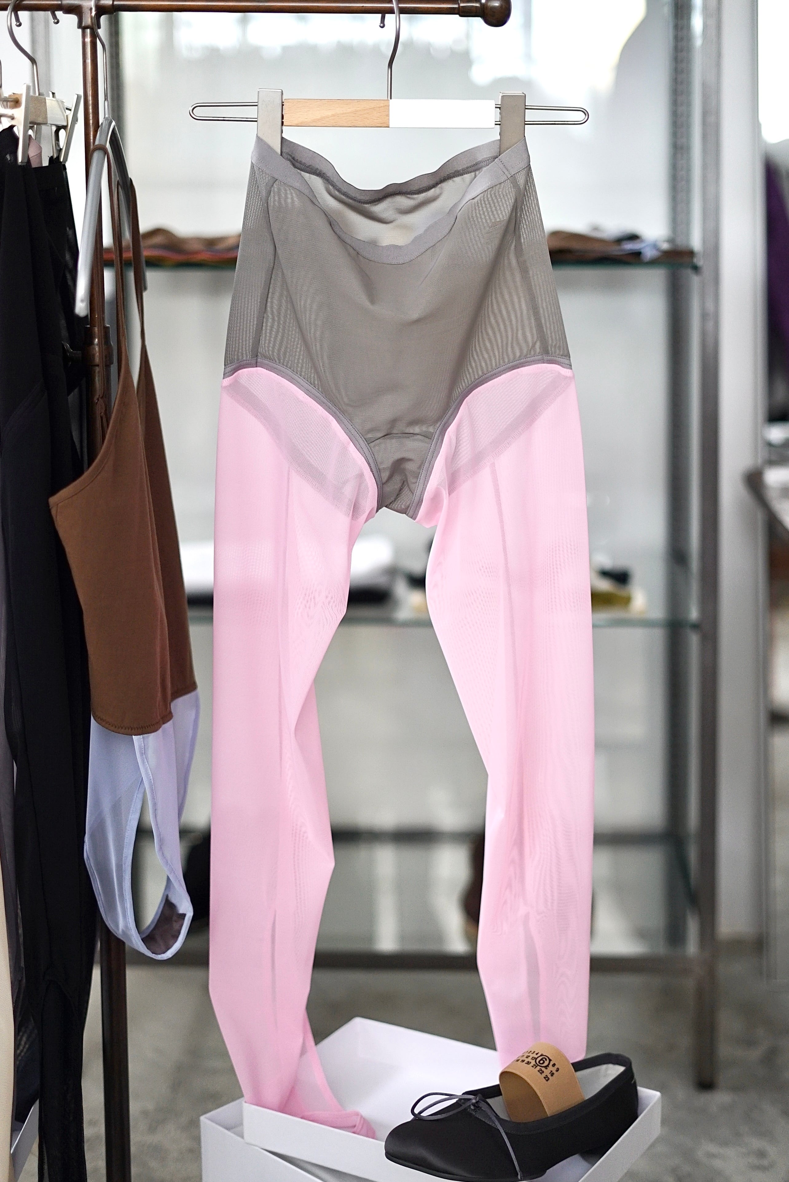 OVERNEATH Net Leggings 073 Gray Mサイズ OVERNEATH / Net Leggings 073 ( Black , Grey , Lemon, Pink