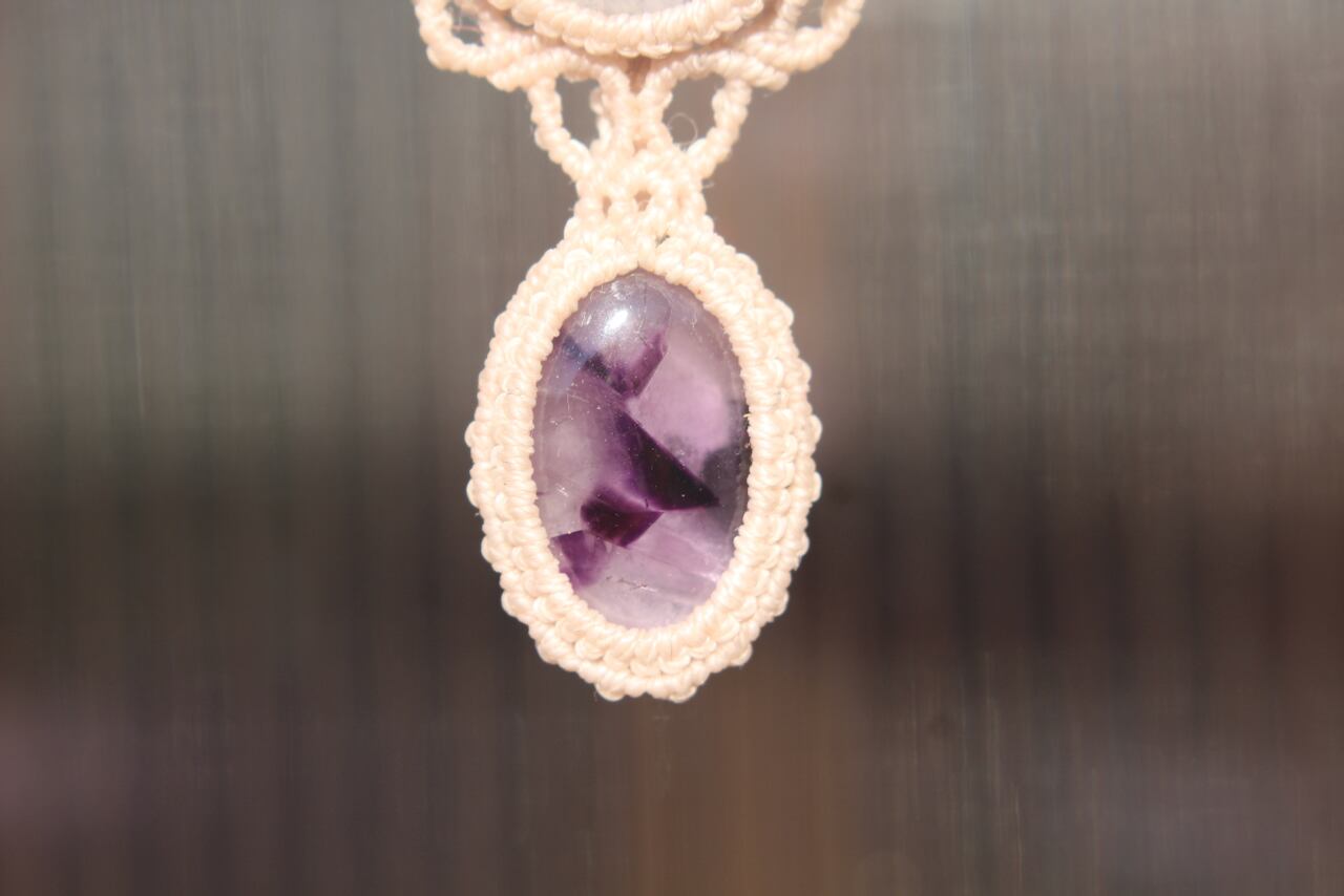 Trapiche amethyst micro macrame pendant