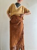 80s Vintage Suede Fringe Wrapped Skirt