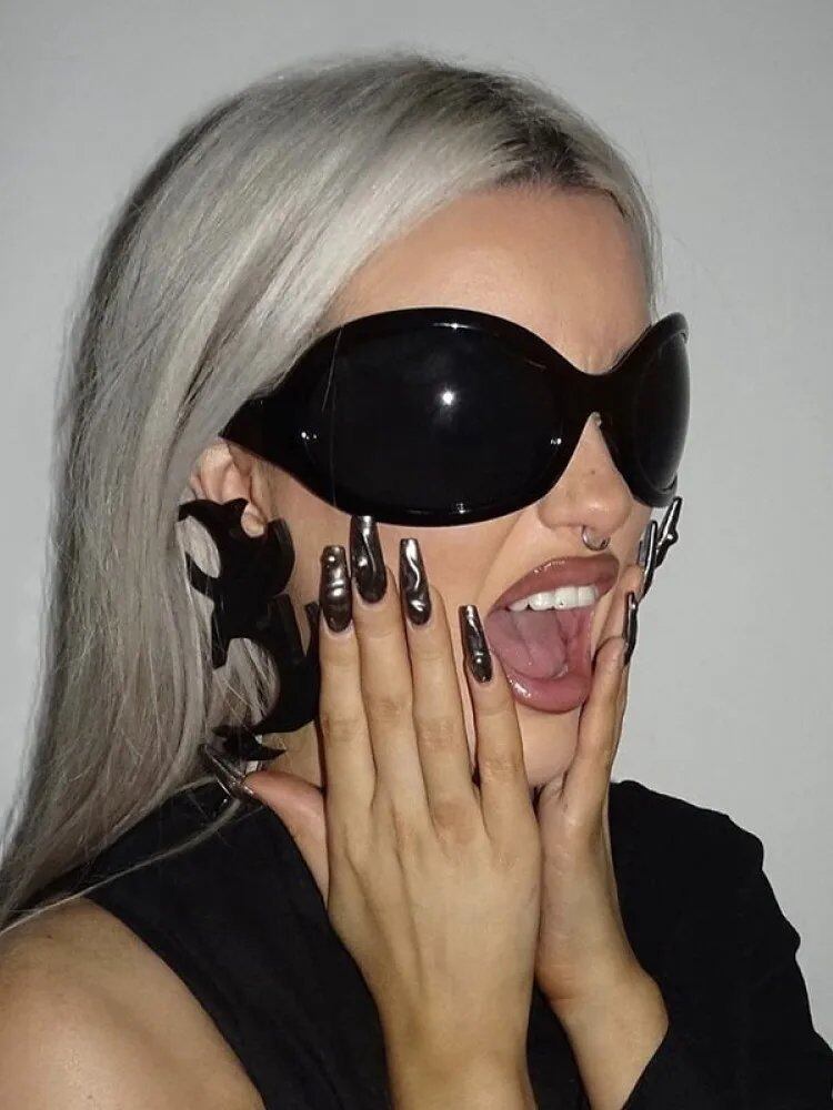 オーバーサイズ Y2K スチームパンクサングラス レディース メンズ 高級