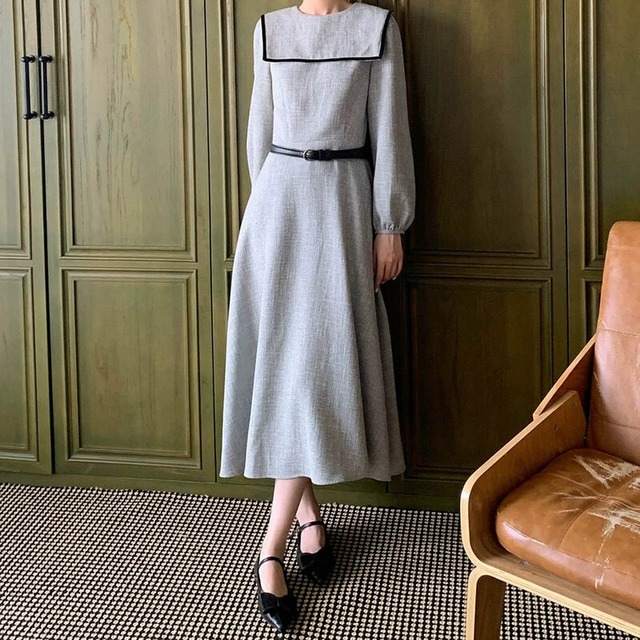 Square big collar dress　M1729