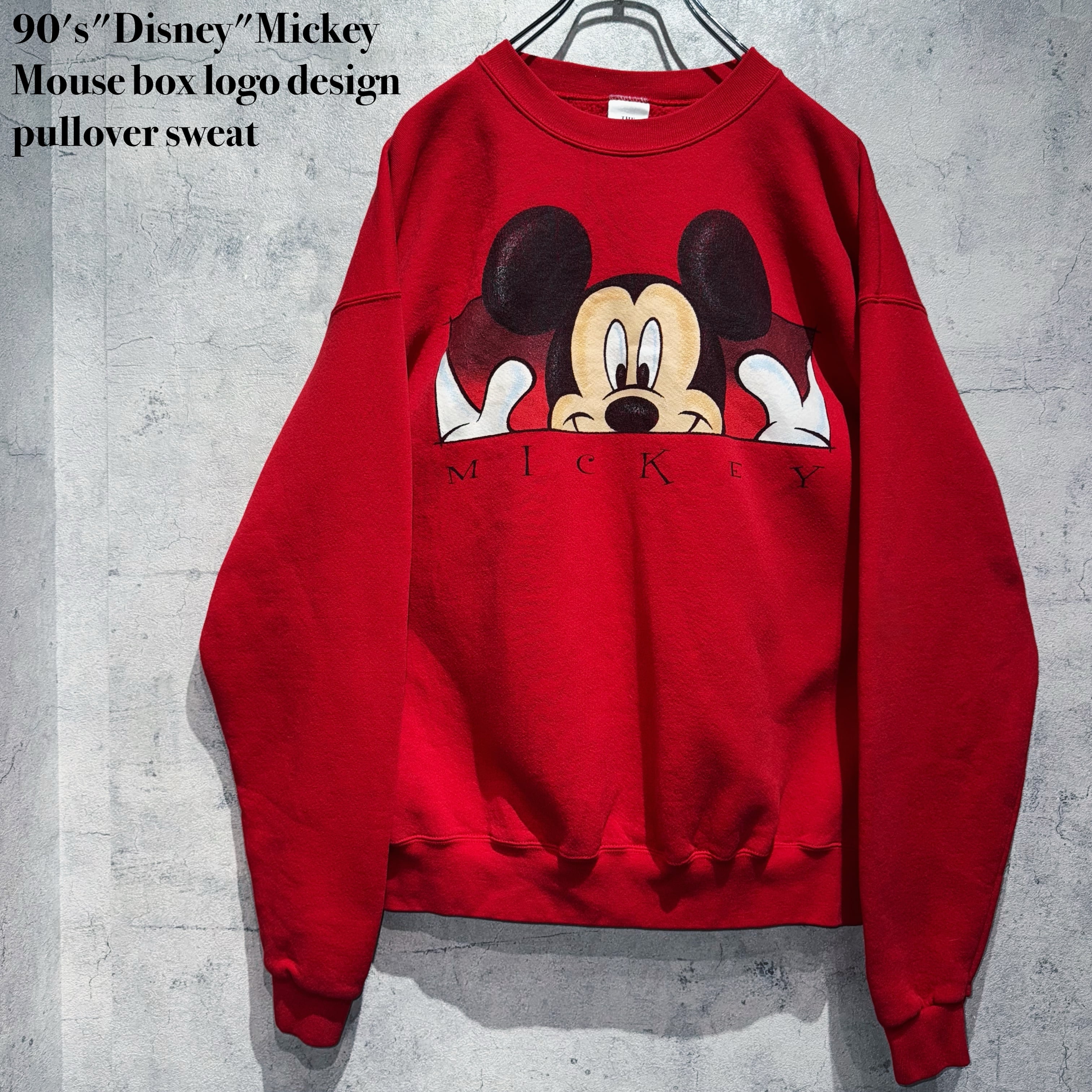 90's"Disney"Mickey Mouse box logo design pullover sweat
