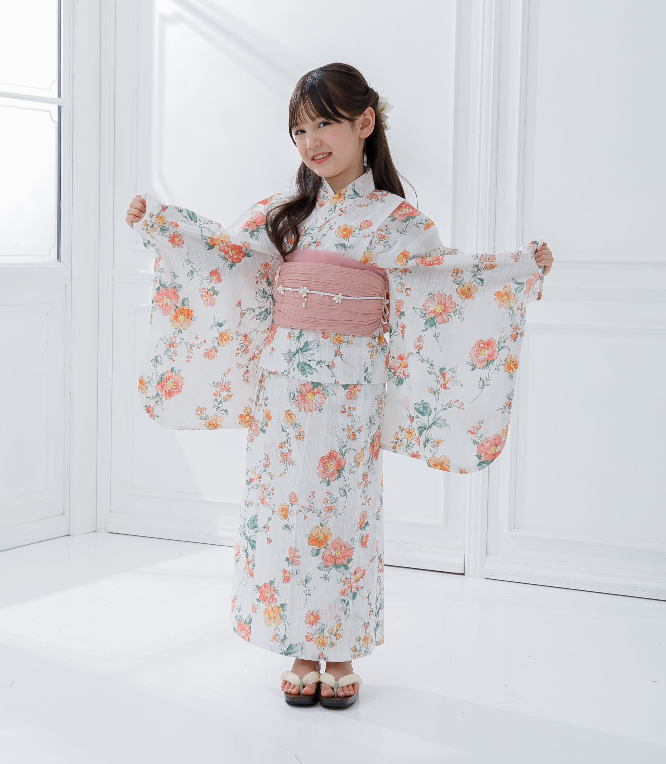 キッズ浴衣2点セット夏めく小花あそび Y4-83 | ANDESIR