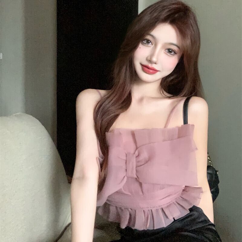 トップス サマーブラックカジュアルパンツ リボン 夏物 ガールズファッション29598719772