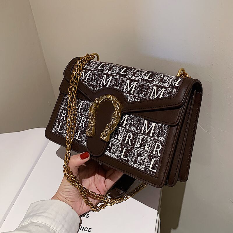 オータムチェーン 秋物 スクウェア メッセンジャーバッグ 手作りハンドバック2935127485