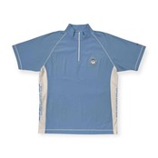 CAPTAIN SANTA キャプテンサンタ GOLF CLUB プリント ハーフジップ ストレッチ 半袖 シャツ サイズ L /水色系/ゴルフ