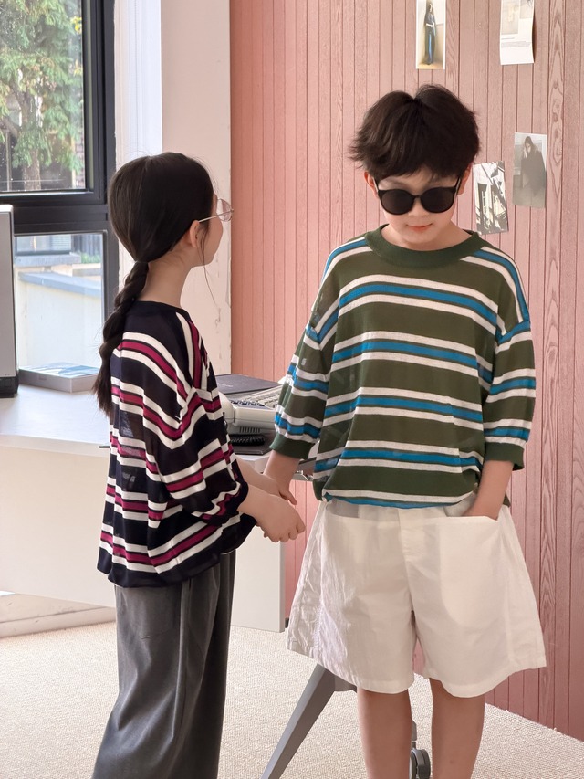 【KID】マルチストライプオーバーサイズ半袖Tシャツ - 11