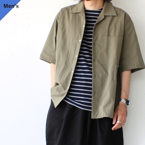 【ラスト１点】amne シャンブレーオープンカラーシャツ CHAMBRAY HS SHIRT O.C　（Olive）