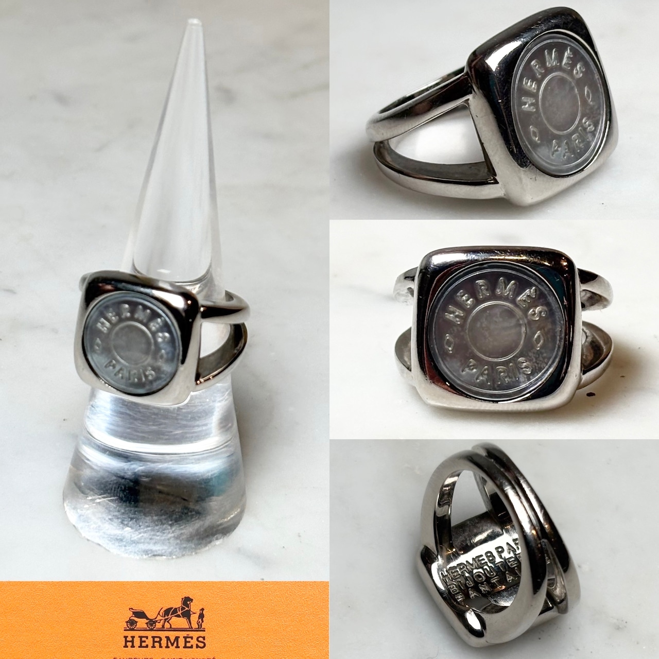 vintage HERMES metal shell ring “Sellier”