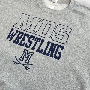 【GILDAN】MDS WRESTLING ロゴ プリント スウェット トレーナー レスリング L グレー US古着