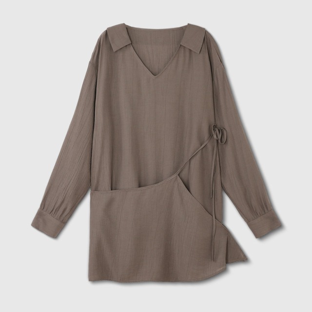 Asymmetry waist tie blouse A00257