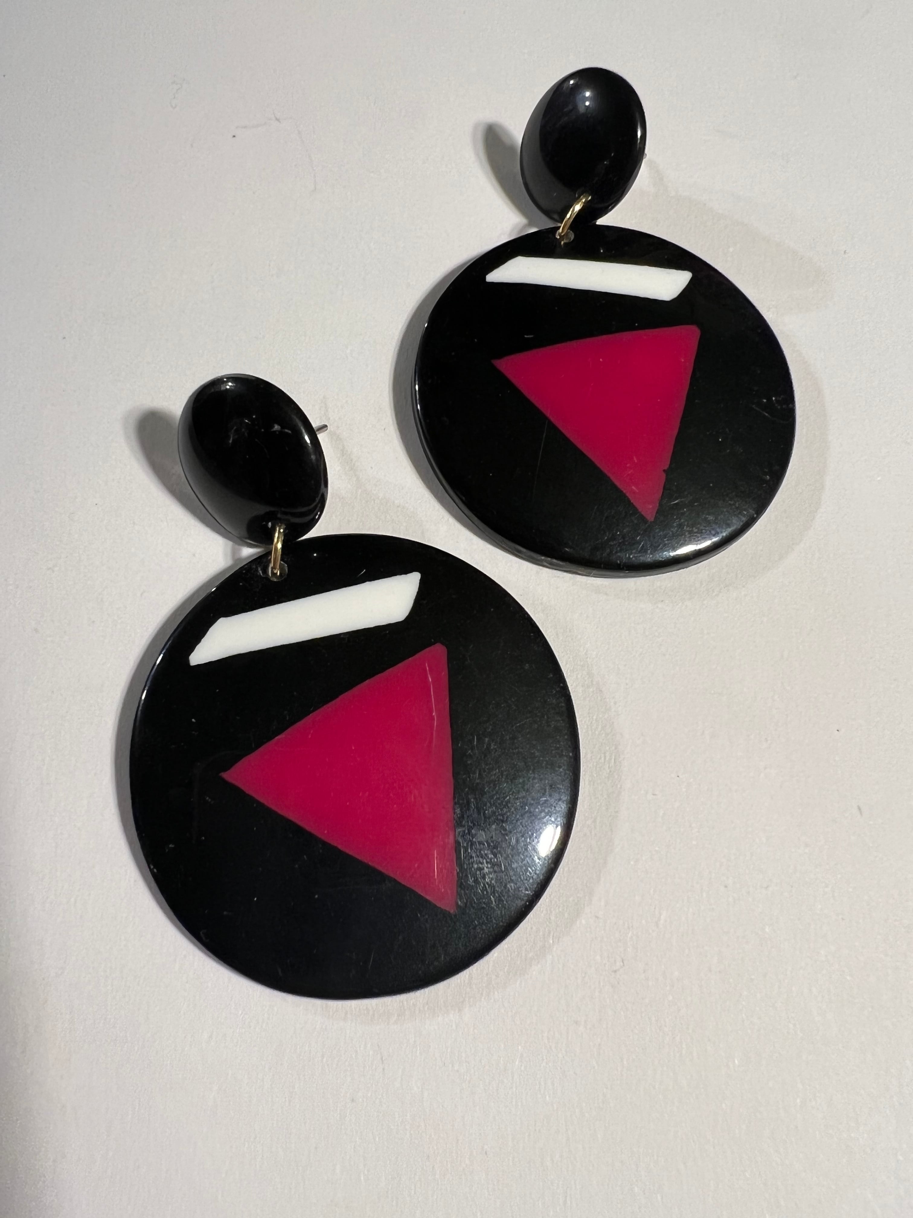 Vintage black × geometric pierced earrings ( ヴィンテージ ブラック × ジオメトリック ピアス )