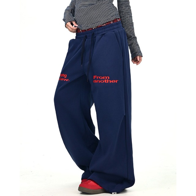 waist check pattern english letter sweatpants　ウエストチェック柄英字スウェットパンツ　J1383