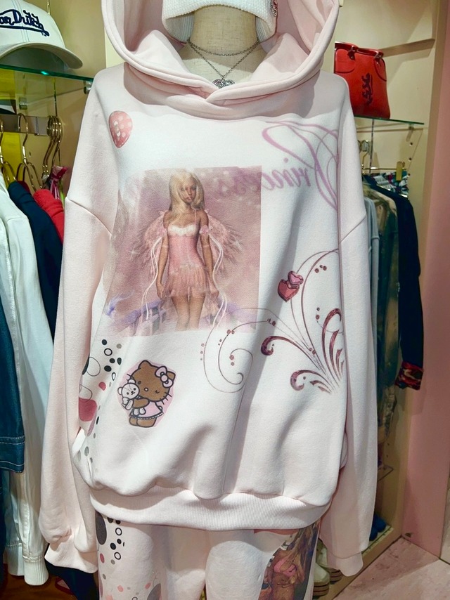 Printed 2000s Princess Hoodie        PINK      Y2K