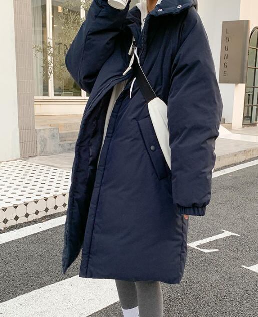 ネイビー ボア厚手ロングコート