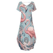 Women's Short Sleeve Long Draped Dress Paisley 4561