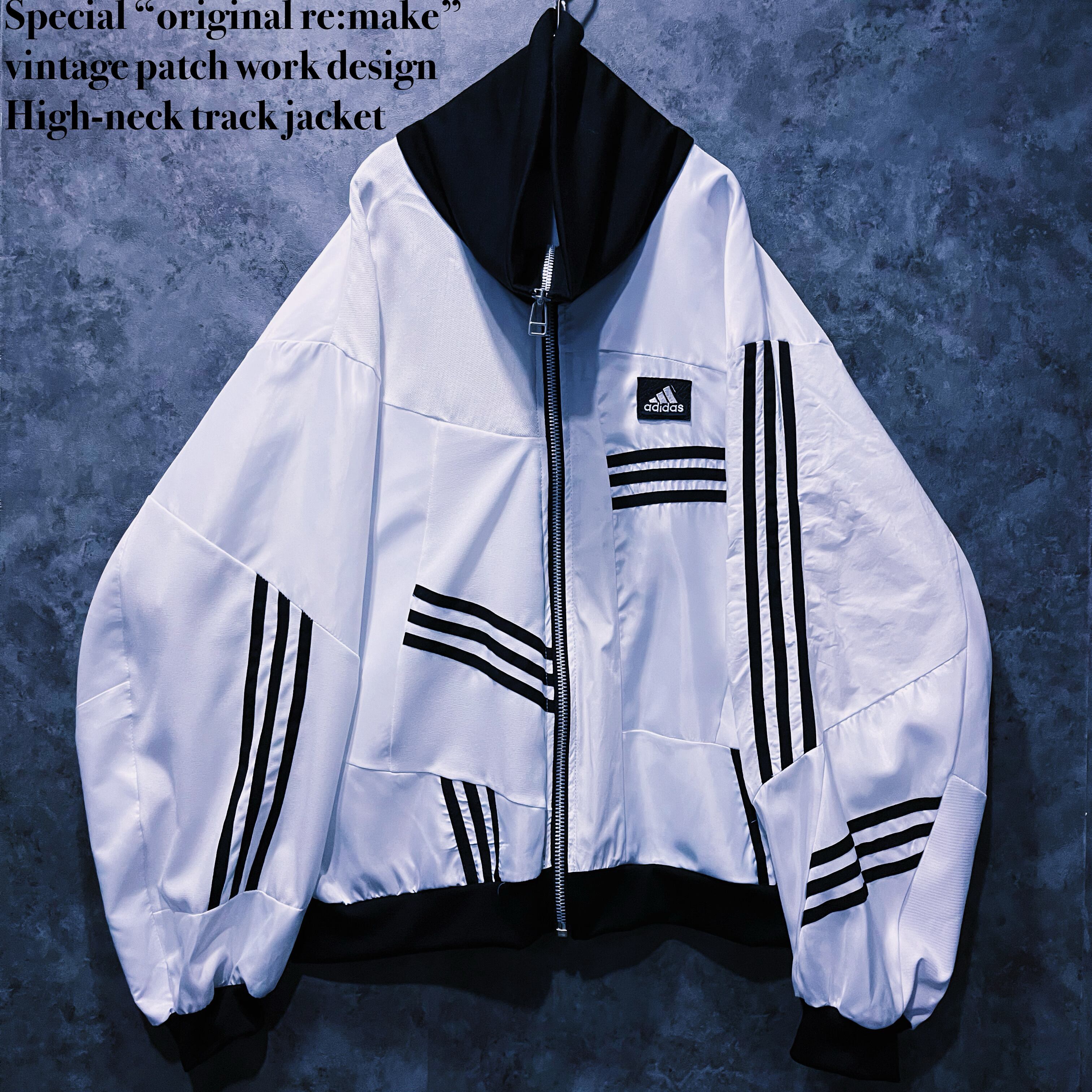 【doppio】Special “original re:make” vintage patch work design High-neck track jacket