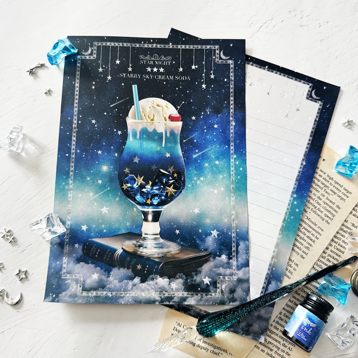 夜空 クリームソーダ ホイップクリーム 原画 アー 飲み物アート