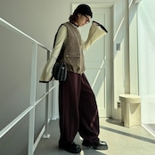 【受注予約:10月下旬入荷予定】バルーンシルエットMIXツイードvest/ブラウン