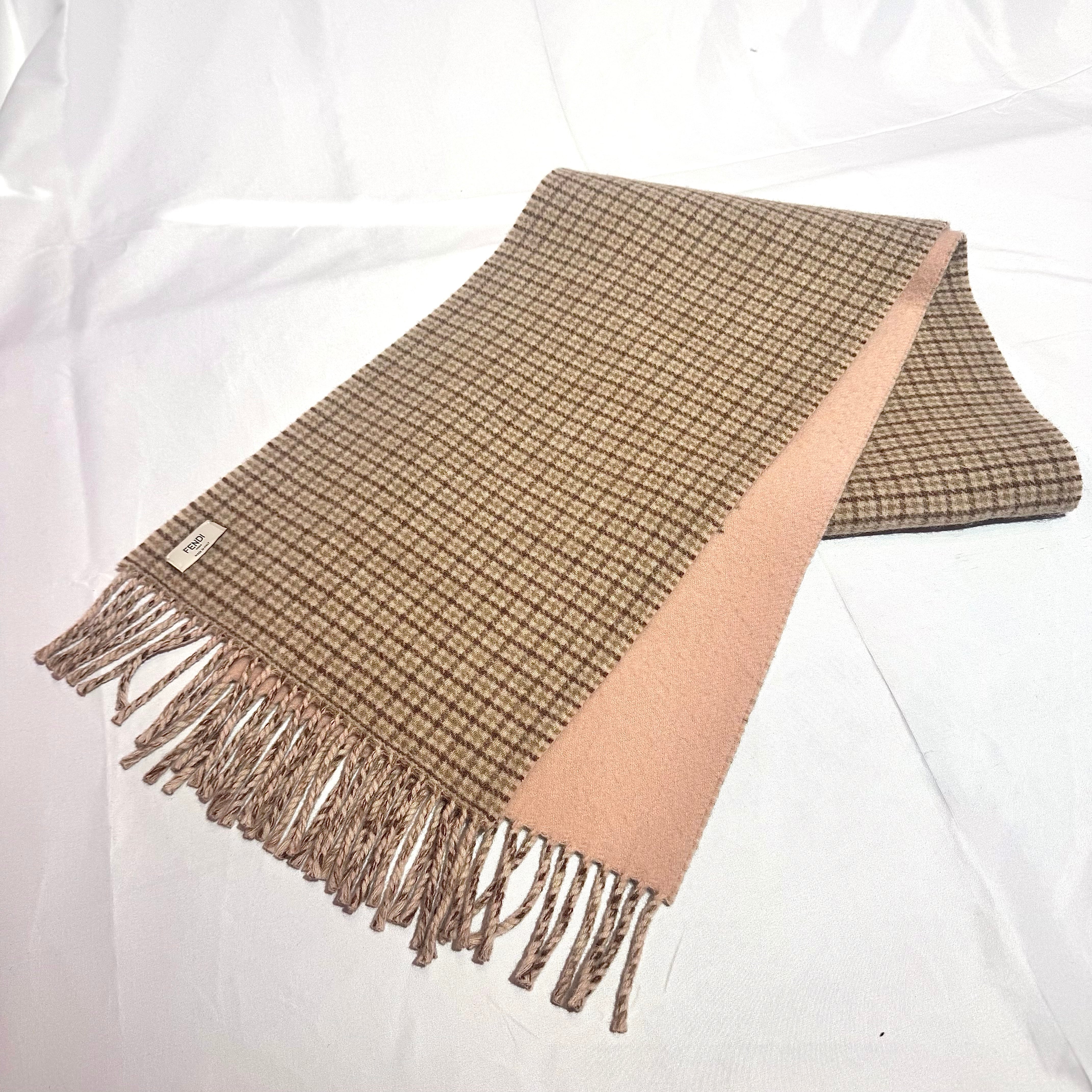 FENDI マフラー カシミヤ ベージュ チェック フェンディ | 2122TOKYO