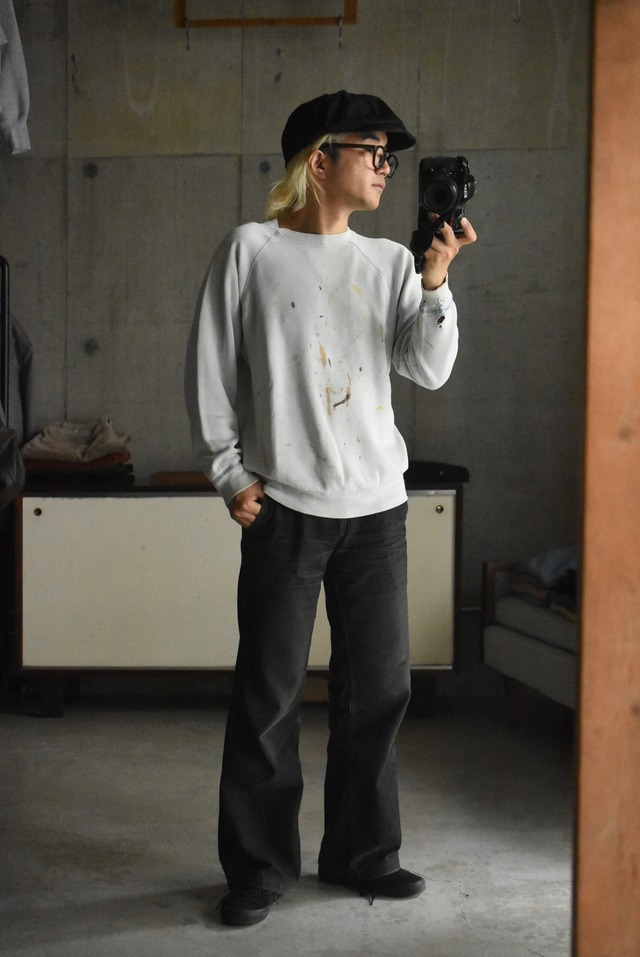 OK／60-70's "SPORTWEAR of Creslan and Cotton" raglan sleeve art paint sweat