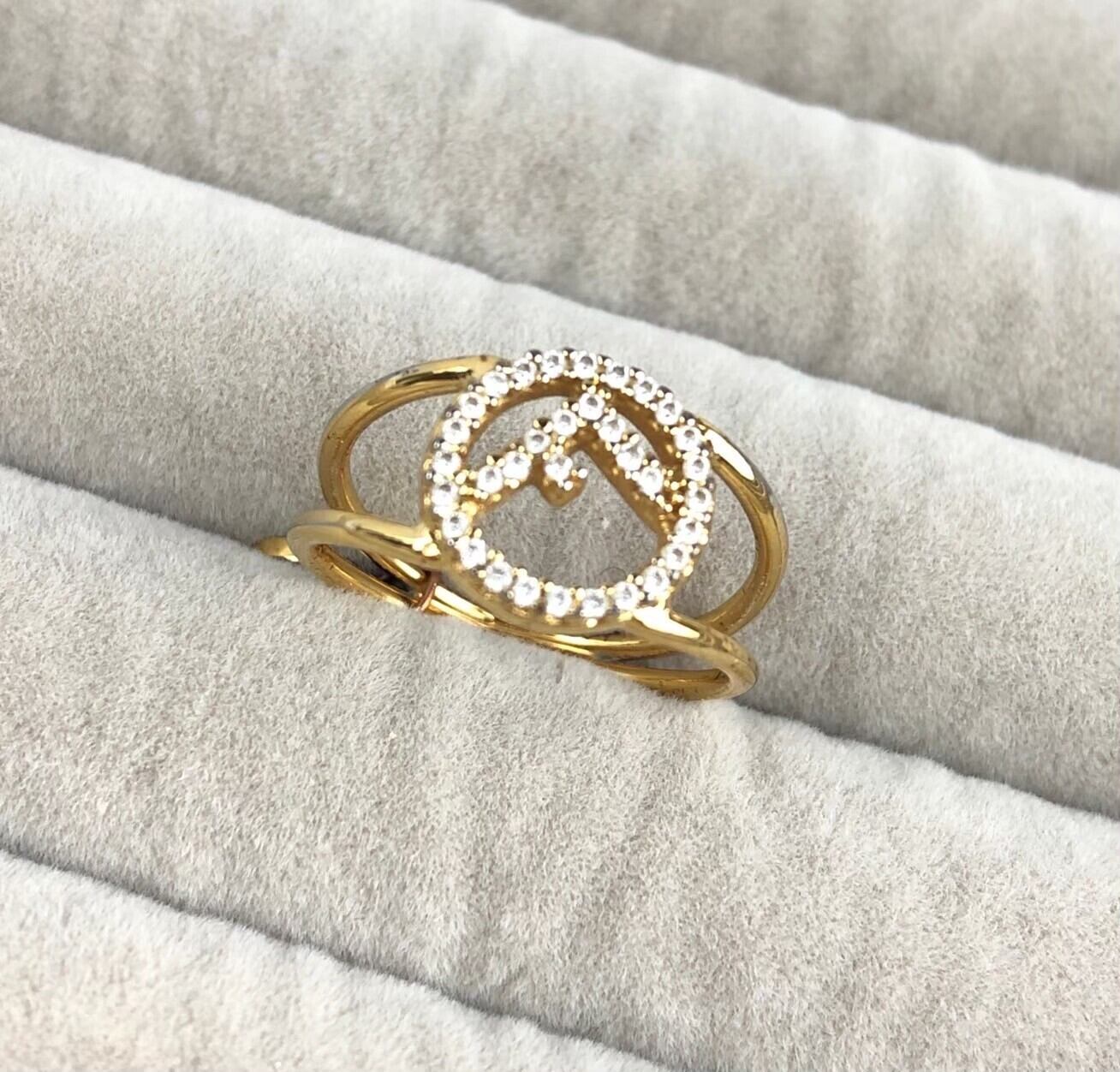 FENDI エフイズ フェンディ ラインストーン チャーム付き 2連リング