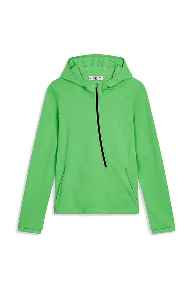 [OPEN YY] CURVED JERSEY HOODIE, LIME GREEN 正規品 韓国ブランド 韓国通販 韓国代行 韓国ファッション オープン ワイワイ 日本 店舗